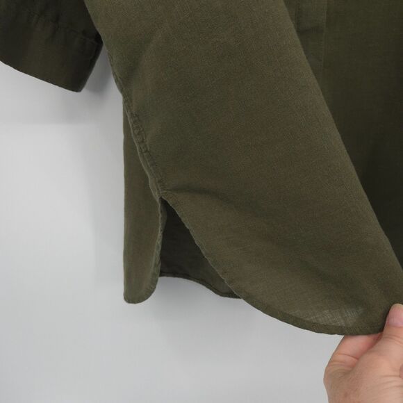 Chico's 100% linen popover tunic top Size 4 (XXL) button up non-iron green - Picture 7 of 9